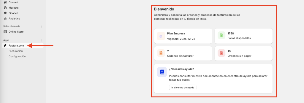App de Factura.com en tu tienda