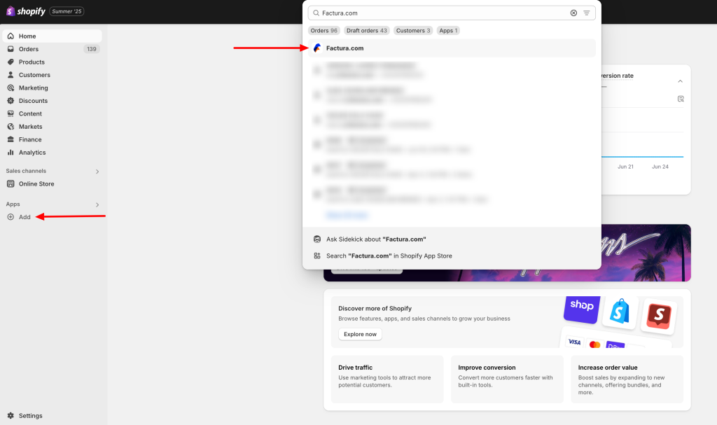 Busca el plugin en la tienda de Shopify
