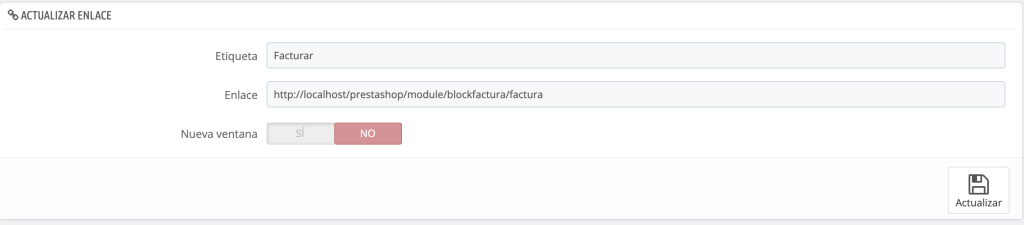 Configurar enlace en PrestaShop 1.7