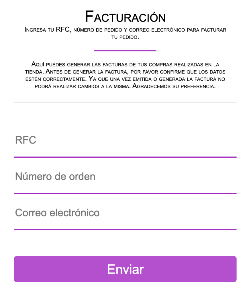 Datos para obtener factura
