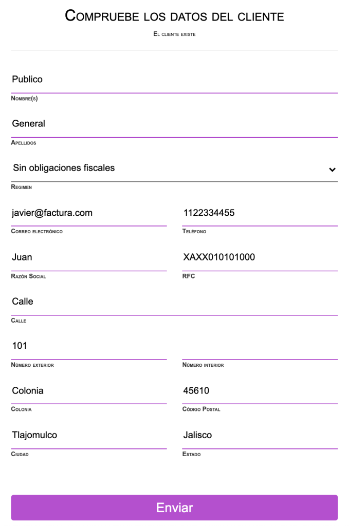 Datos para obtener factura
