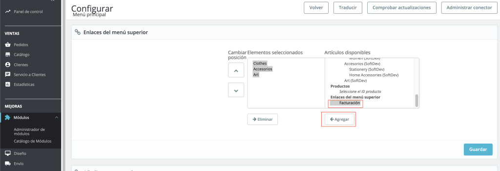 Configurar enlace en PrestaShop 1.7