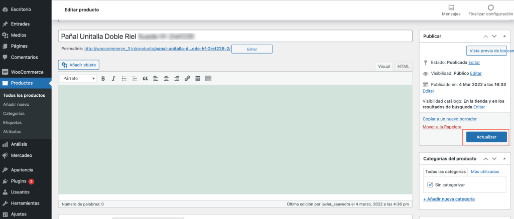 Actualizar el producto