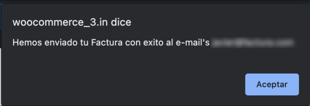 Notificación del sistema sobre la acción