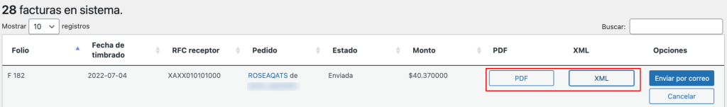 Descarga de documentos fiscales