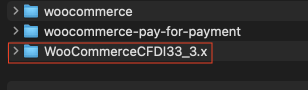 Carpeta del plugin de Factura.com para Woocommerce