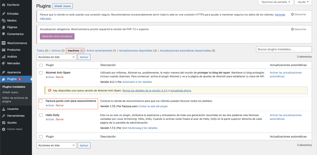 Activar plugin