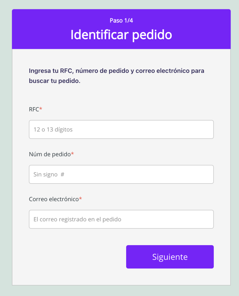 Primer paso para obtener la factura