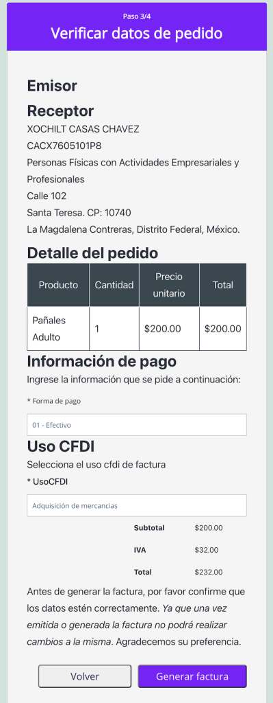 Verificar datos de factura