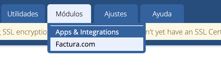 Menú Módulos - Factura.com