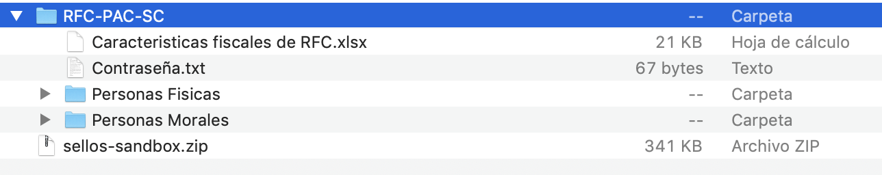 Vista de archivos descargados