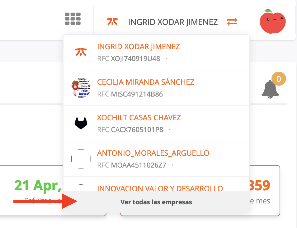 Opción - Ver todas las empresas
