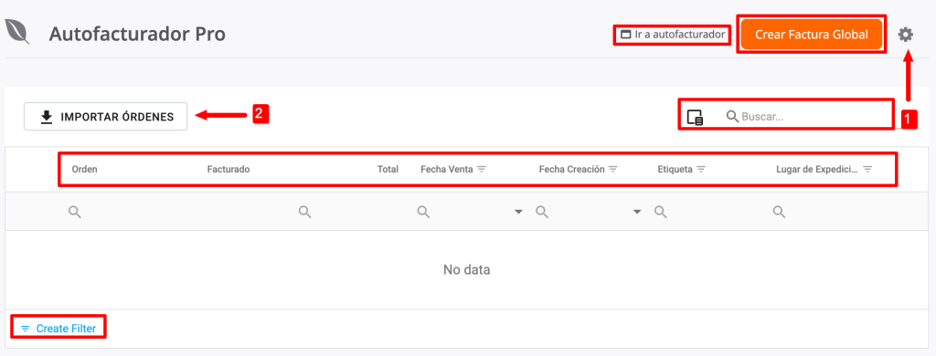 Interfaz del Autofacturador Pro