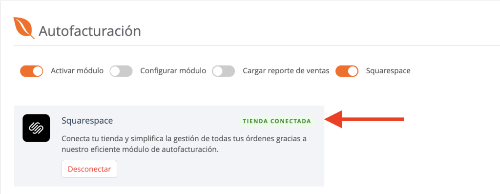 Apartado de Squarespace activo