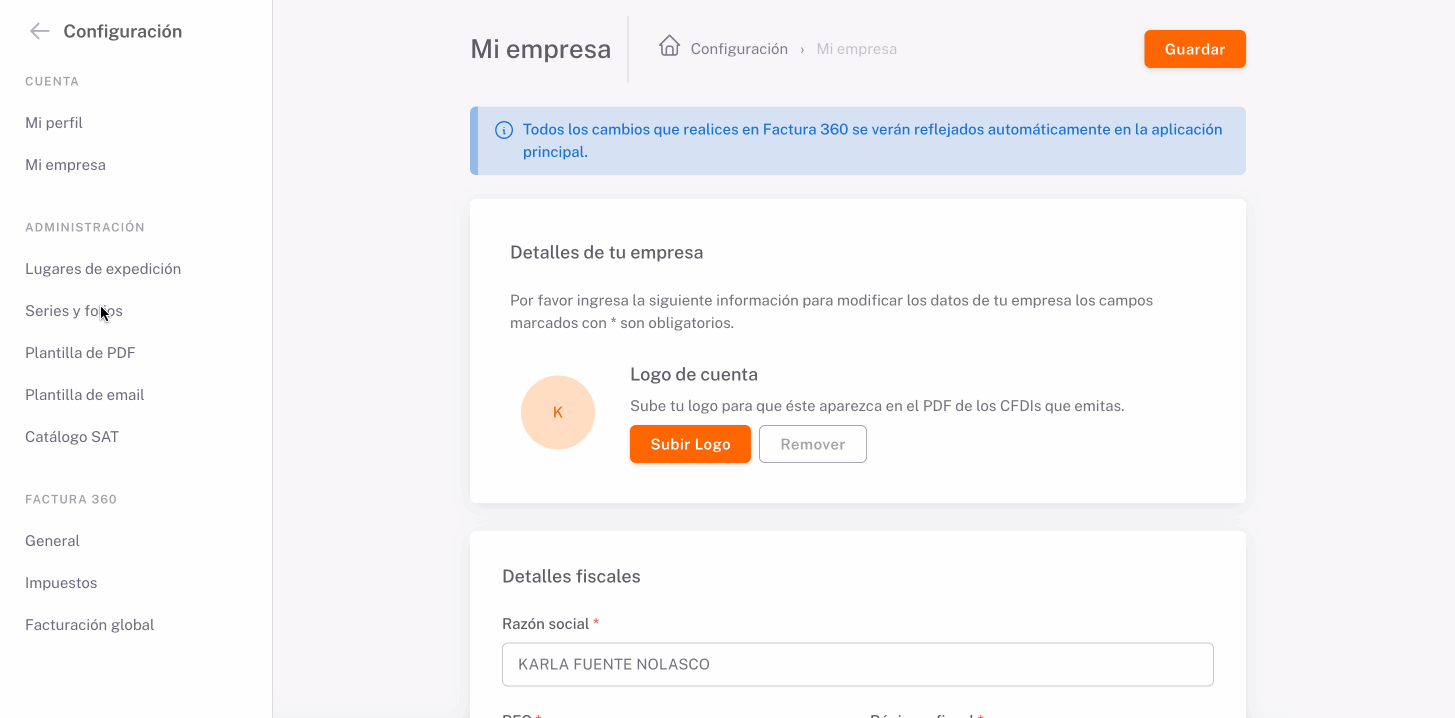 Secuencia mostrando la creación de las series para tus ventas